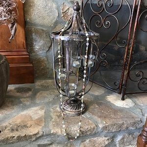 Silver chain with green, blue, and maroon stones. Multi wear.